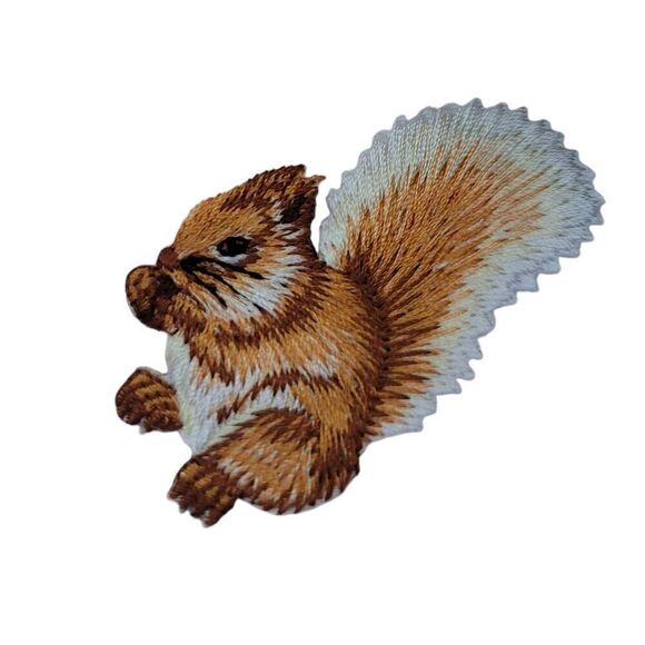 Handmade Embroidered Squirrel Chipmunk Jacket Patch Applique Sew-On - Picture 1 of 2